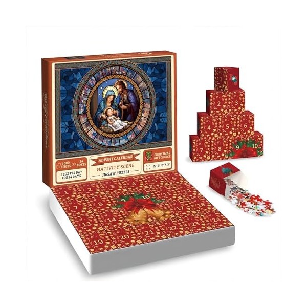 Calendrier De Lavent De La Nativité Puzzle 2023, Calendrier De Lavent Puzzle Nativité Religieux Pour Enfant Adulte, Puzzle 