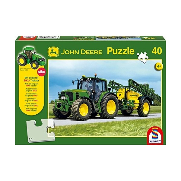 Schmidt John Deere Tracter With Sprayer Jigsaw 40 pieces + SIKU Model Tractor