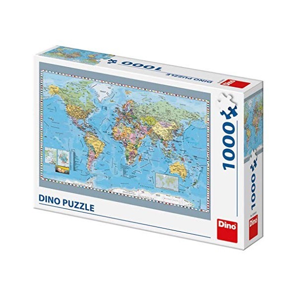 Dino Toys DINR7 - Dino Puzzle Carte du Monde Politique 1000 pièces, 532489, Multicolore