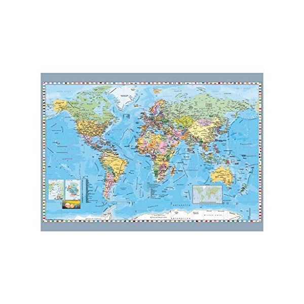 Dino Toys DINR7 - Dino Puzzle Carte du Monde Politique 1000 pièces, 532489, Multicolore