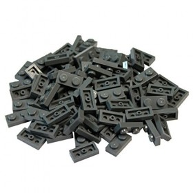 LEGO Parts and Pieces: Dark Gray Dark Stone Grey 1x2 Plate x100