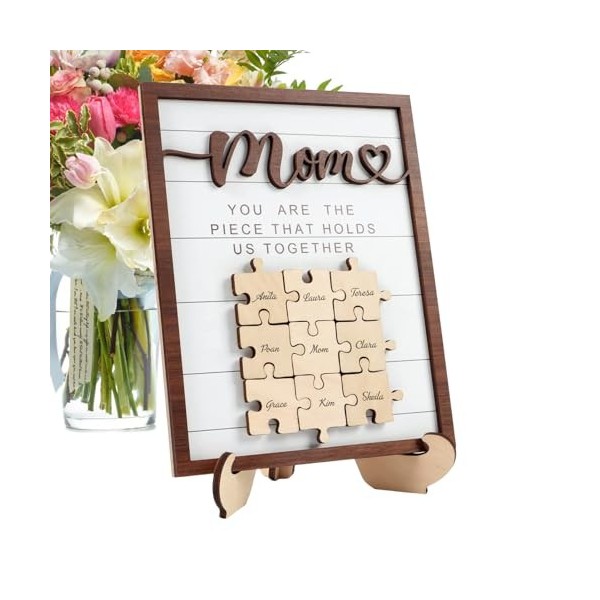 ZONEWD Pièce de Puzzle Cadeau danniversaire pour Maman, Signe de pièce de Puzzle pour Maman,Pièces de Puzzle en Bois Bricola