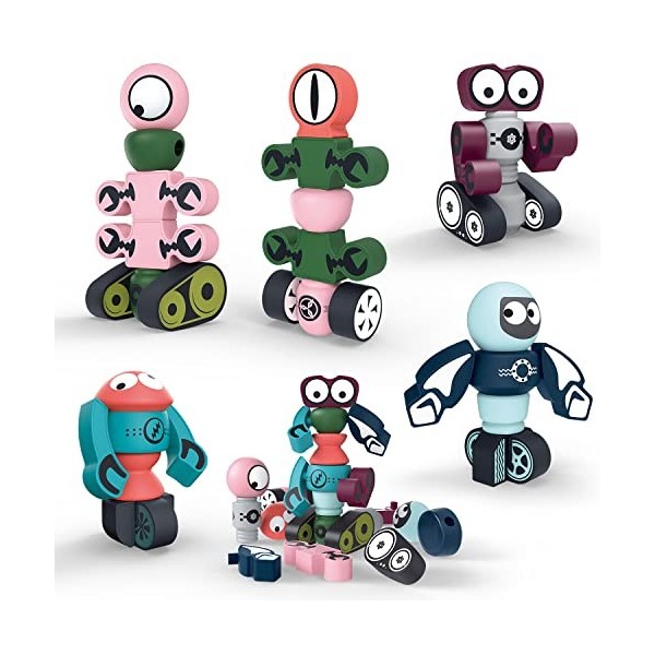 Robots Magnétiques Jouet, Ensemble de Jeu Educatif STEM pour Jouets Empilables, Ensemble de Blocs de Construction Magnétiques