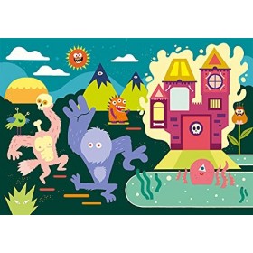 Clementoni- Glowing Lights Collection-Monsters-104 pièces, 6 Ans Enfant Dessin animé, Puzzle Fluorescent-fabriqué en Italie, 