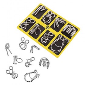 Toyvian 2 Ensembles Débloquer des Jouets Cerveau Jouet Casse-tête à 9 Fils Fil De Défi IQ Anneau De Puzzles Dintelligence Sc