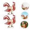 Yardwe 2 Ensembles Puzzle Coq en Bois Centre De Table De Pâques Jouet Puzzle Animal Statue De Poulet De Pâques Puzzle De Pâqu