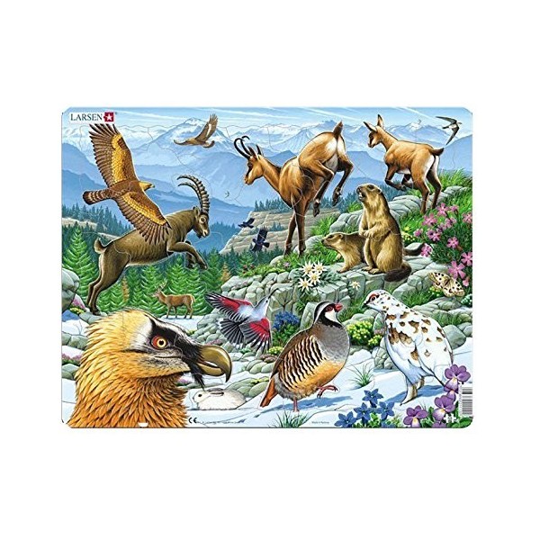 Larsen- Puzzle encadré Animaux des Alpes 55 pièces, FH12