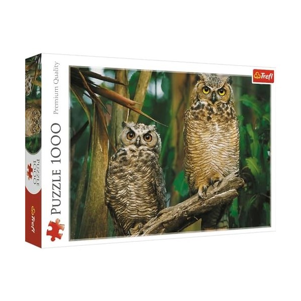 Trefl, Puzzle, Hibou, 1000 éléments, Hibou, Hibou, Hibou, Branche dun Arbre, végétation de la forêt, Paysage de la forêt, Pu