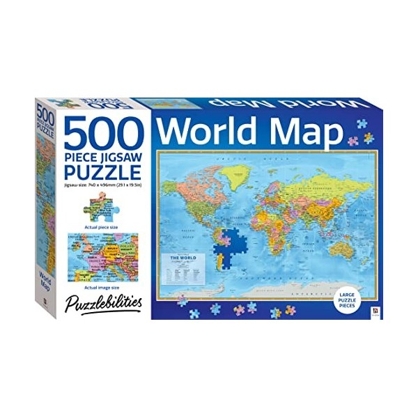 Puzzlebilities 500 Piece World Map Jigsaw Puzzle 29.1 x 19.5 in 