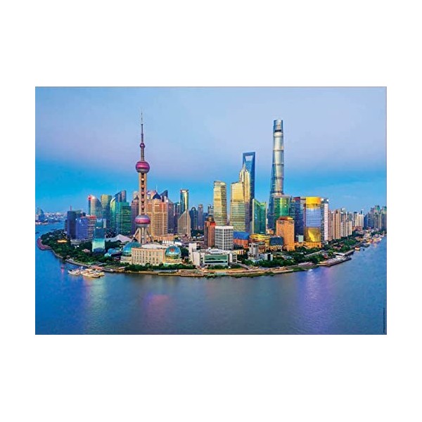 Educa - Shanghai au Coucher du Soleil | Puzzle de 1000 pièces | Mesure approximative: 68 x 48 cm | Inclut Fixe Puzzle pour ac