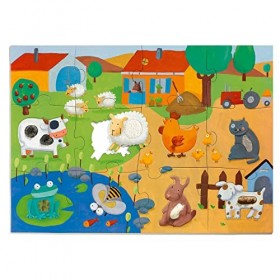 Djeco - 81132 - Puzzle Géant - Tactiloferme - 12 Pièces