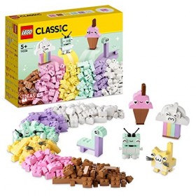 LEGO 11028 Classic L’Amusement Créatif Pastel, Jouets Briques pour Filles et Garçons Dès 5 Ans : Crème Glacée, Dinosaure, Cha