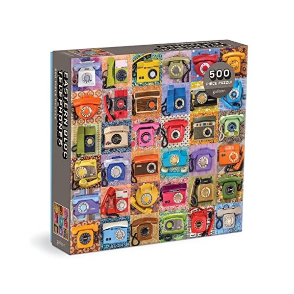 Galison 9780735371996 Eastern Bloc Telephones Jigsaw Puzzle, Multicoloured, 500 Pieces