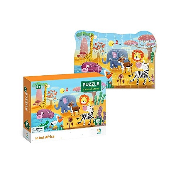 Dodo D300376 Educational in Hot Africa Puzzle 60 Pieces, Various