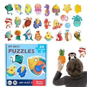 EWFAS Puzzles préscolaires, Puzzles pour de 3 à 5 Ans - Puzzles danimaux,Puzzles éducatifs pour de 3, 4 et 5 Ans, Jouets Mon