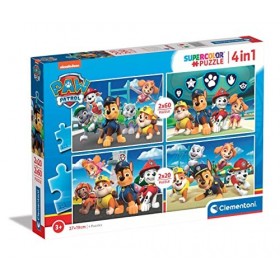 Clementoni - PatPatrouille - 4 Puzzles - 2 de 60 Pièces et 2 de 20 Pièces - Jeu de Patience et de Réflexion - Format Paysage