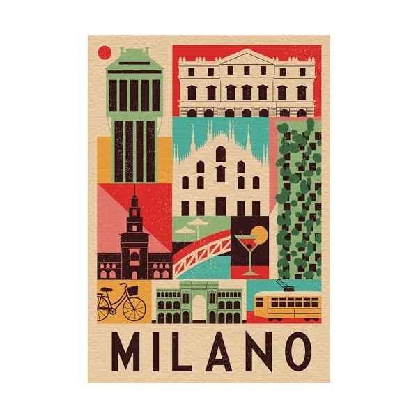 Clementoni- Style in The City Milano – 1000 pièces, Puzzle Ville, Illustrations dauteur, Vertical, Divertissement pour Adult