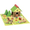 Jeujura Vétérinaire-60 pièces Bois Naturel et teinté-Un Tapis Nombreux Accessoires-Jeu de Construction-Âge Minimum : 3 Ans, 8