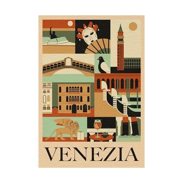 Clementoni- Style in The City Venezia – 1000 pièces, Puzzle Ville, Illustrations dauteur, Vertical, Divertissement pour Adul