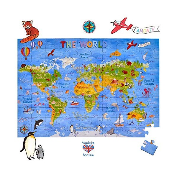 Amonev- Puzzle, 0714573399767, Motif Carte du Monde