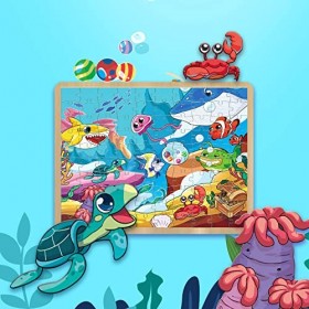 fishwisdom Puzzle de 100 pièces pour adultes et adolescents et enfants Happy Time Famille Idée cadeau océan coloré