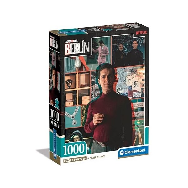 Clementoni Berlin – 1000 pièces, Puzzle Netflix La Maison de Papier/Money Heist, Verticale, Divertissement pour Adultes, fabr