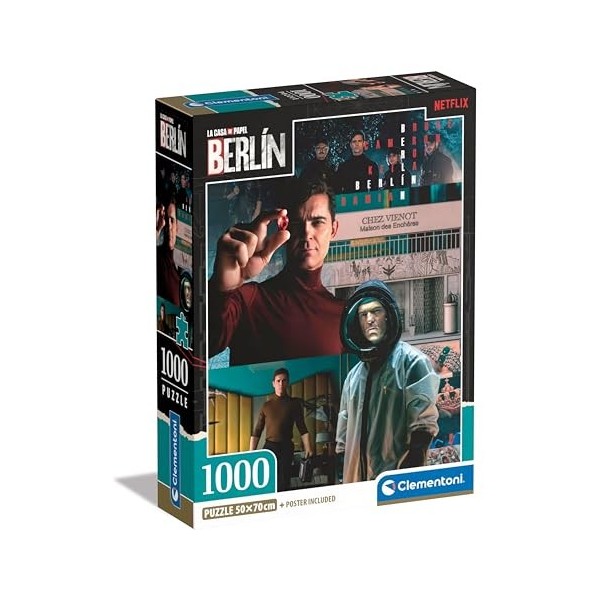 Clementoni Berlin – 1000 pièces, Puzzle Netflix La Maison de Papier/Money Heist, Verticale, Divertissement pour Adultes, fabr