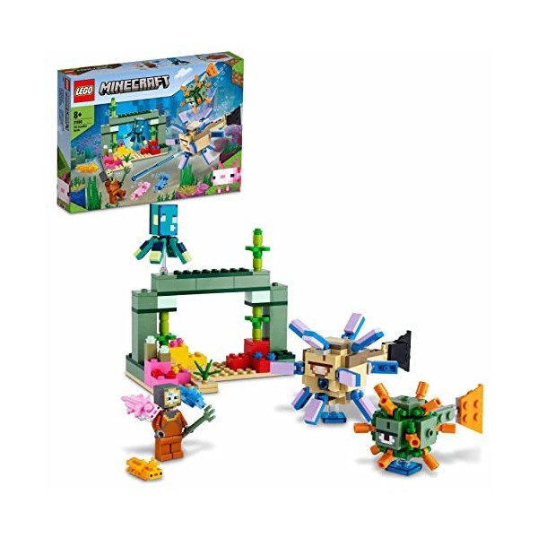 LEGO 21180 Minecraft Le Combat des Gardiens, Set Aventure sous-Marine, Jouet de Construction Enfants +8 Ans et Figurines Mobs