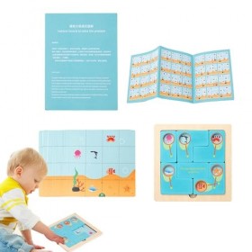 Qumiuu Puzzles en Bois pour, Puzzle pour Tout-Petits | Jouet de Puzzle pour Attraper des Poissons et Dinosaures | Jouets de P