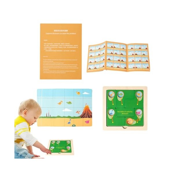 Qumiuu Puzzles en Bois pour, Puzzle pour Tout-Petits | Jouet de Puzzle pour Attraper des Poissons et Dinosaures | Jouets de P