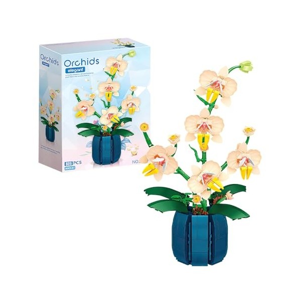 Naletie 606 Pcs Orchidée Plantes Bloc De Construction, Icons L’Orchidée Plantes, Kit Blocs De Construction Bouquet De Fleurs 