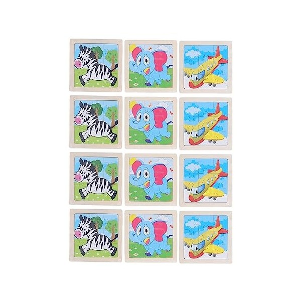 VGEBY 12pcs Puzzles Animaux, Puzzles de Cognition de Couleur en Bois Apprenant des Jouets éducatifs Préscolaires pour Les Tou