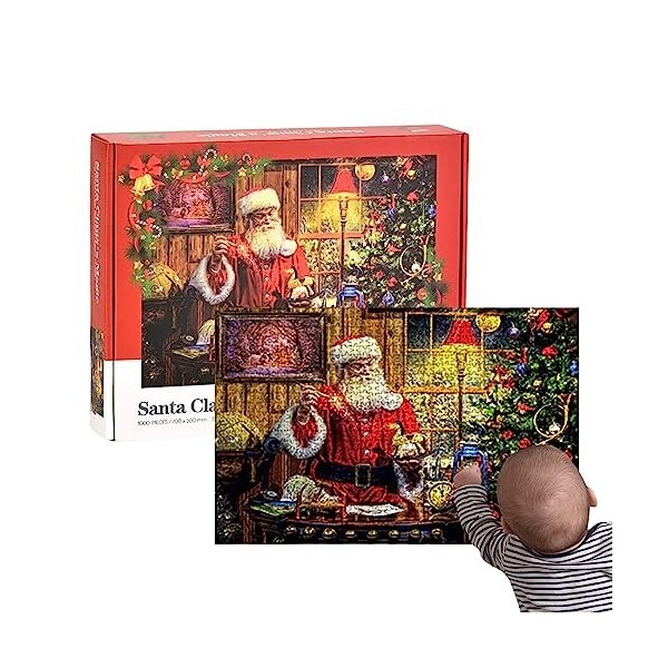 Rosixehird Puzzles de Noël | Puzzle de Noël du Père Noël,1000 pièces Noël Père Noël Cadeau Nuit Puzzles familiaux pour, Fille