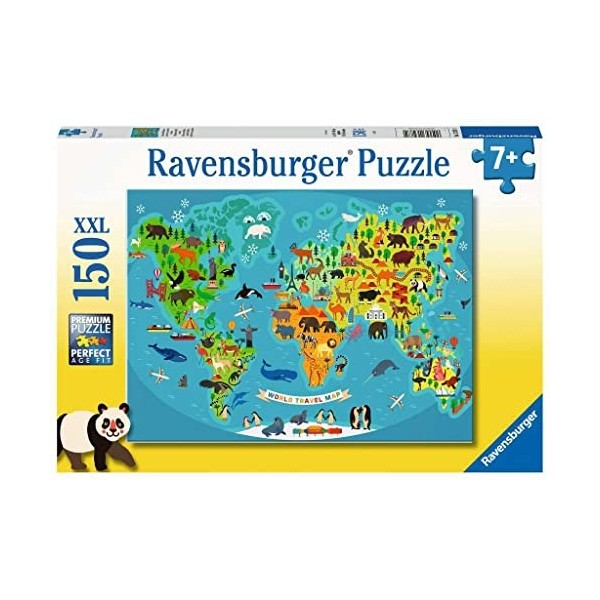 Ravensburger - Puzzle Enfant - Puzzle 150 p XXL - La carte du monde des animaux - 13287