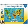 Ravensburger - Puzzle Enfant - Puzzle 150 p XXL - La carte du monde des animaux - 13287