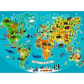 Ravensburger - Puzzle Enfant - Puzzle 150 p XXL - La carte du monde des animaux - 13287