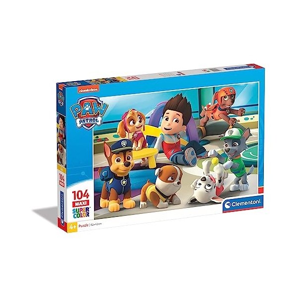 Clementoni- Paw Patrol PatPatrouille-104 Maxi pièces-Puzzle Enfant-fabriqué en Italie, 4 Ans et Plus, 23970, Multicolore, 10