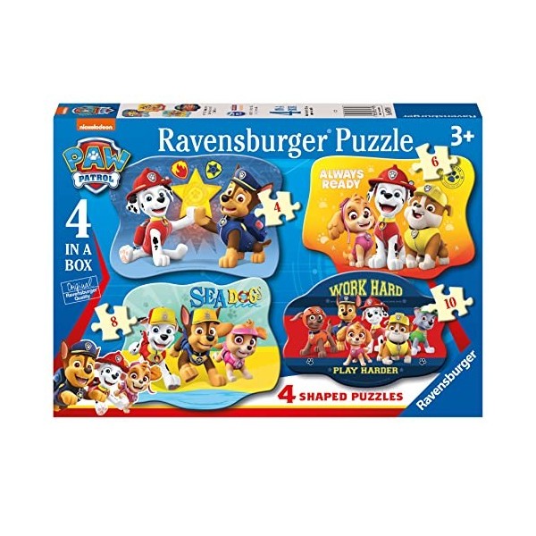 Ravensburger- Paw Patrol 4 Puzzles en Forme 4, 6, 8, 10 pièces pour Enfants à partir de 3 Ans, 6979