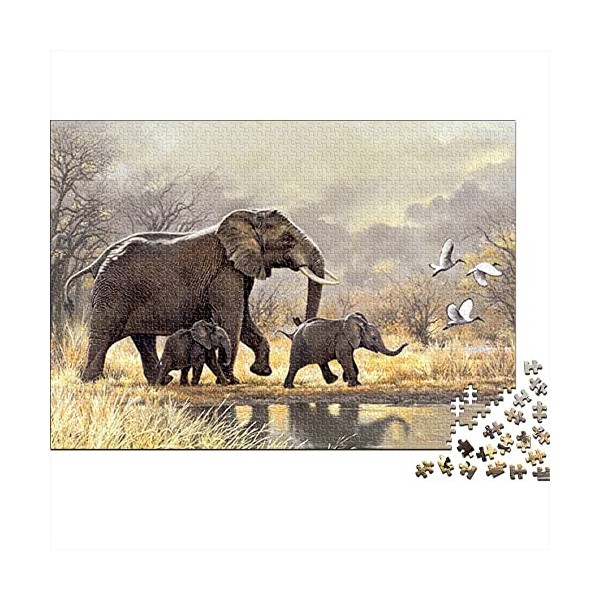 Puzzles pour Adultes 1000 pièces Puzzles pour Adultes Family Time Brain Challenge Puzzles | éléphant - Animal 38x26cm