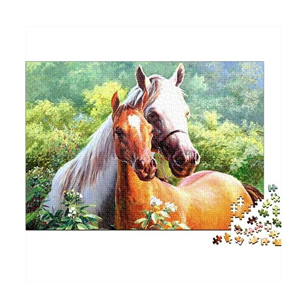 Puzzles pour Adultes 1000 Pièces Puzzle Jouets Cadeau Décompression Intellectuelle Amusant Jeu de Famille Cheval - Animal 38x