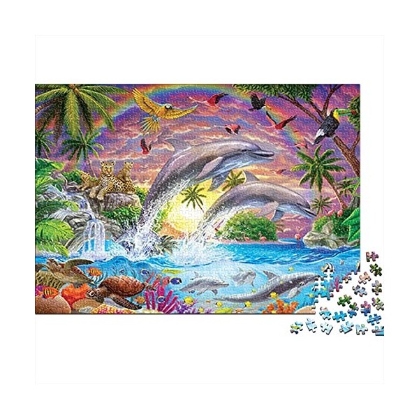 Puzzles 1000 Pièces pour Adultes Adolescents Difficile Challenge Puzzles Jeux Familiaux Jouets Éducatifs Puzzle Dauphin - Ani