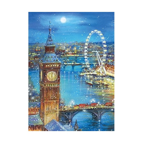 Clementoni- Collection Snow Flakes on The Big Ben 1000 pièces, Londres, Ville-fabriqué en Italie, Puzzle Adulte, 39319, Multi