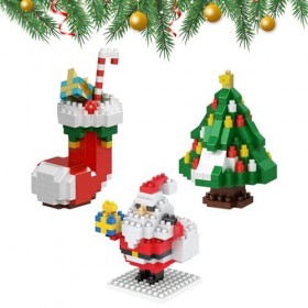 3 Pièces Jeux de Construction de Noël, 621 Pcs Jouets de Blocs de Construction de Noël, Sapin de Noël Chaussettes de Noël Pèr
