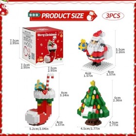 3 Pièces Jeux de Construction de Noël, 621 Pcs Jouets de Blocs de Construction de Noël, Sapin de Noël Chaussettes de Noël Pèr