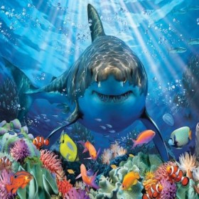 Grandi Giochi- Squalo Bianco Discovery Requin Blanc Puzzle lenticulaire Horizontal, avec 500 pièces incluses et Emballage ave