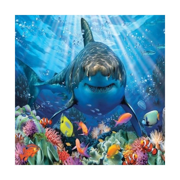 Grandi Giochi- Squalo Bianco Discovery Requin Blanc Puzzle lenticulaire Horizontal, avec 500 pièces incluses et Emballage ave