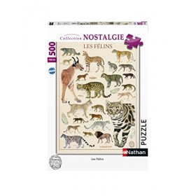 Nathan - Puzzle 500 pièces - Les félins / Muséum national dHistoire naturelle - Adultes et enfants dès 12 ans - Puzzle de qu