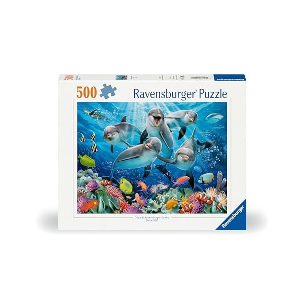 Ravensburger 12000200-Dauphins dans Le récif de Corail-Puzzle de 500 pièces pour Adultes et Enfants à partir de 10 Ans, 12000