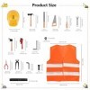 ACWOO Déguisement Ouvrier pour Enfant, Travailleur Construction Costume avec Outils Jouet, Costume douvrier du Bâtiment pour