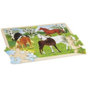 Goki - 57894 - Puzzle des poneys en bois - 48 pièces